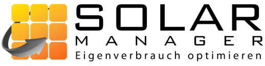 Logo von Solar Manager, einem Unternehmen, das Lösungen zur Optimierung des Eigenverbrauchs von Solarstrom anbietet.